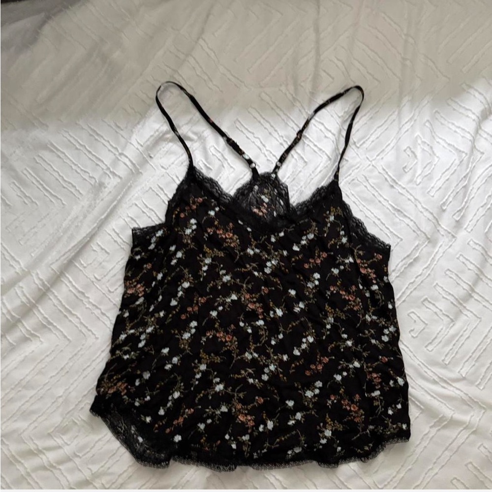 Floral Lace Trim Cami Top